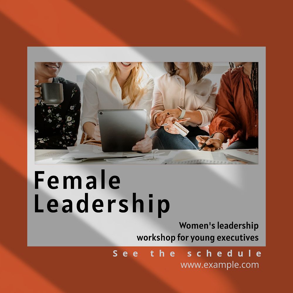 Female leadership Instagram post template, editable text