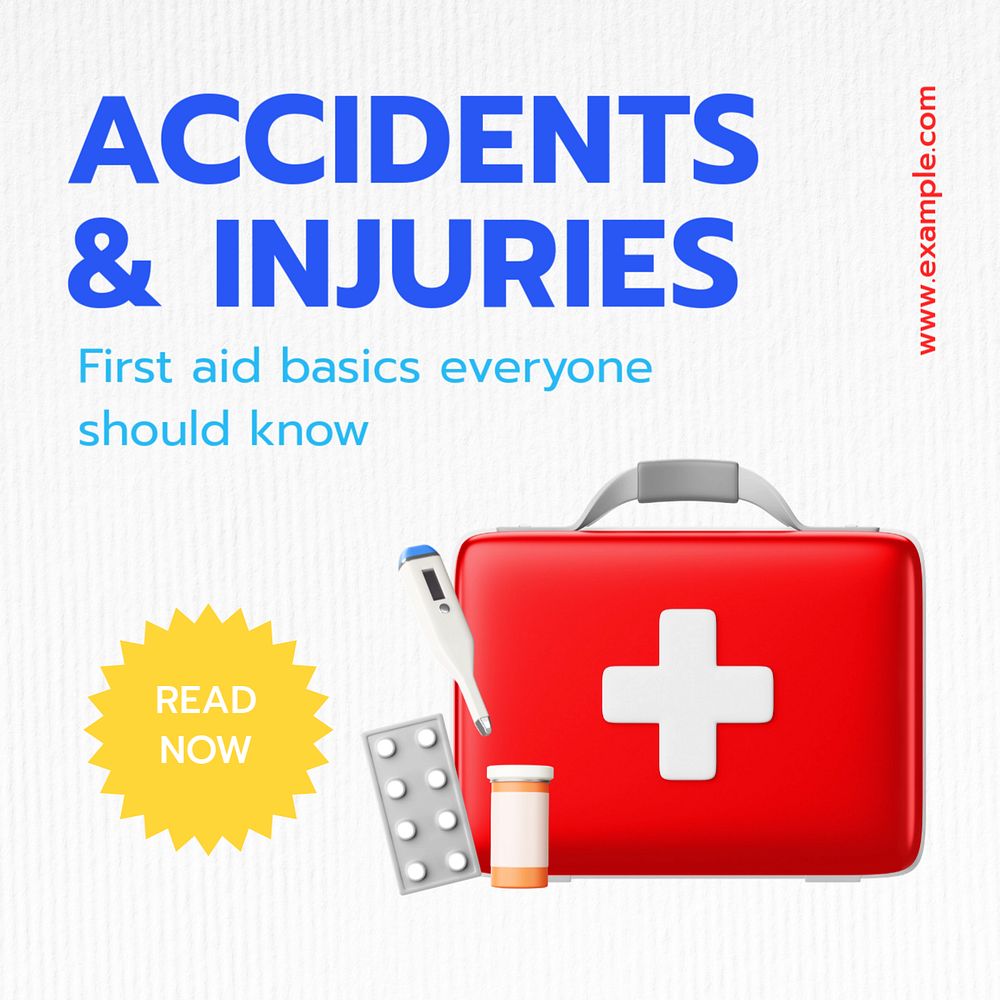 Accidents & injury Instagram post template, editable text