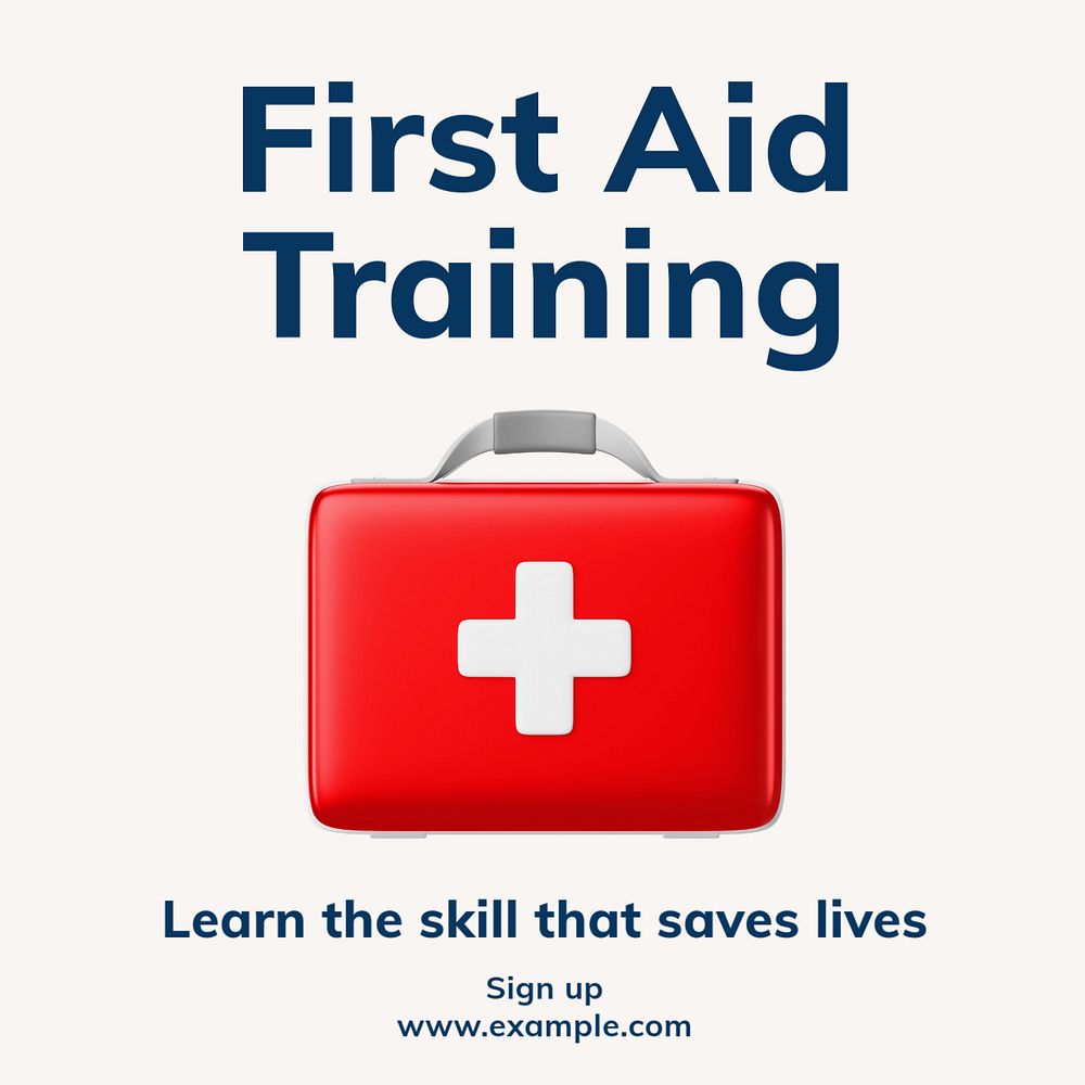 First aid training Instagram post template, editable text