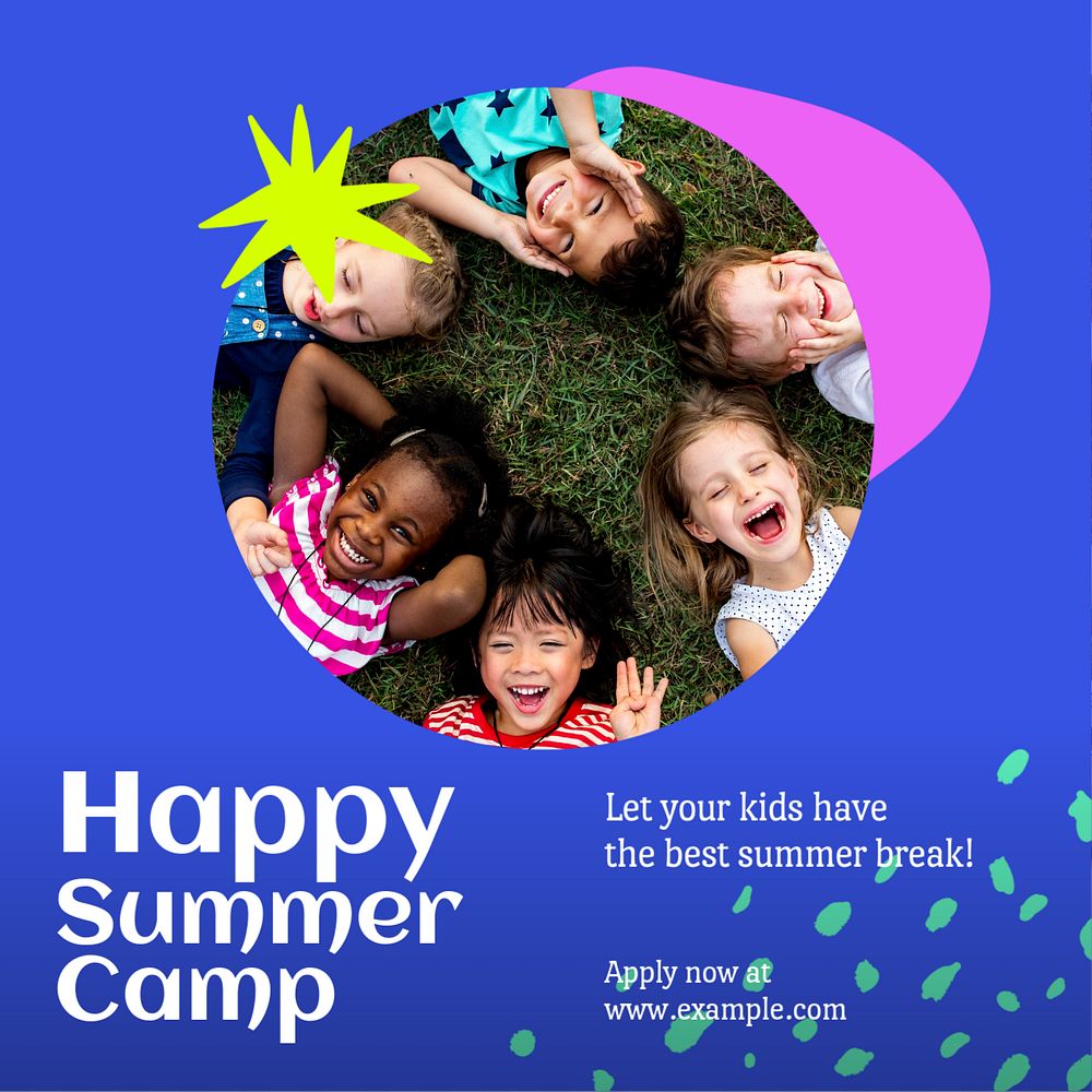 Summer camp Instagram post template, editable text