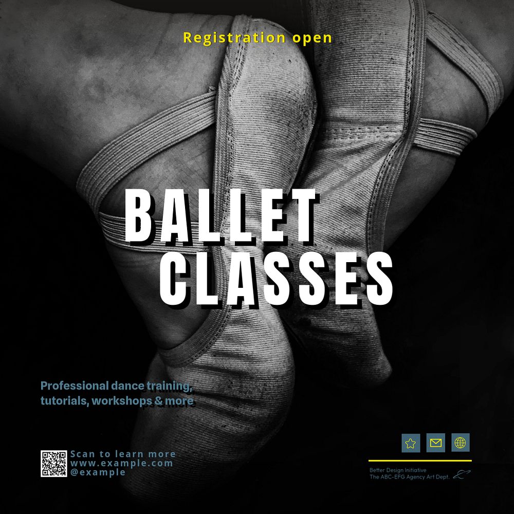 Ballet classes Instagram post template, editable text