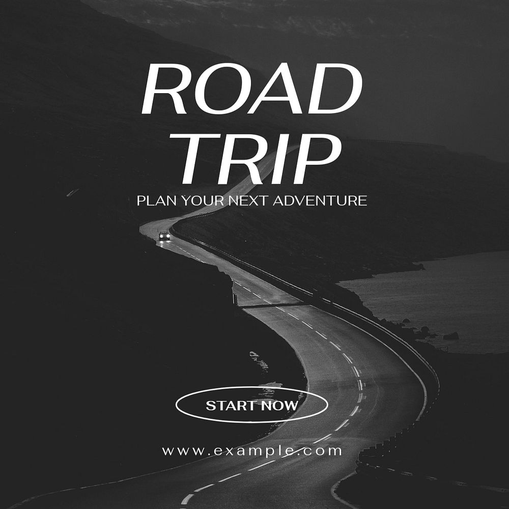 Road trip Instagram post template, editable text