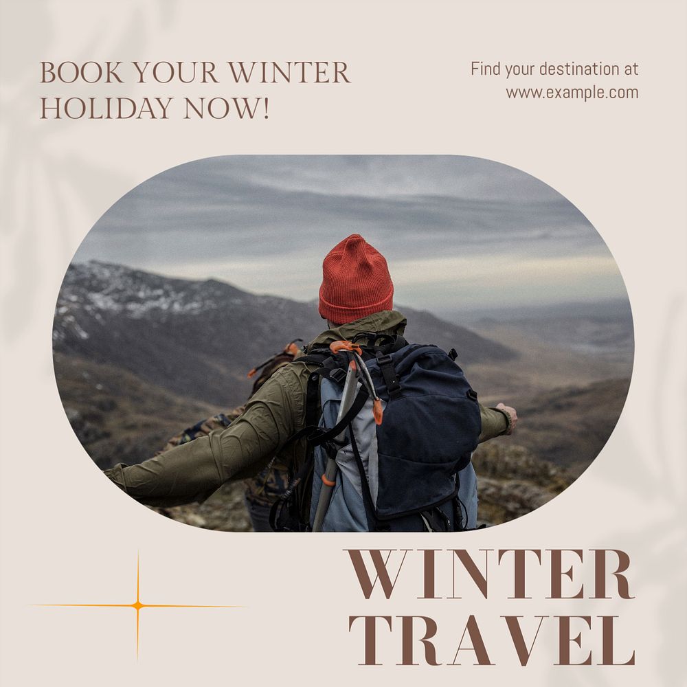 Winter travel Instagram post template, editable text