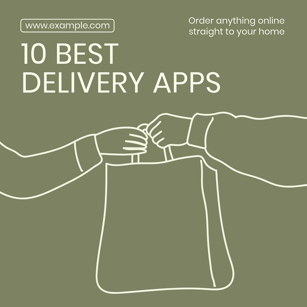 Best delivery apps Instagram post template, editable text