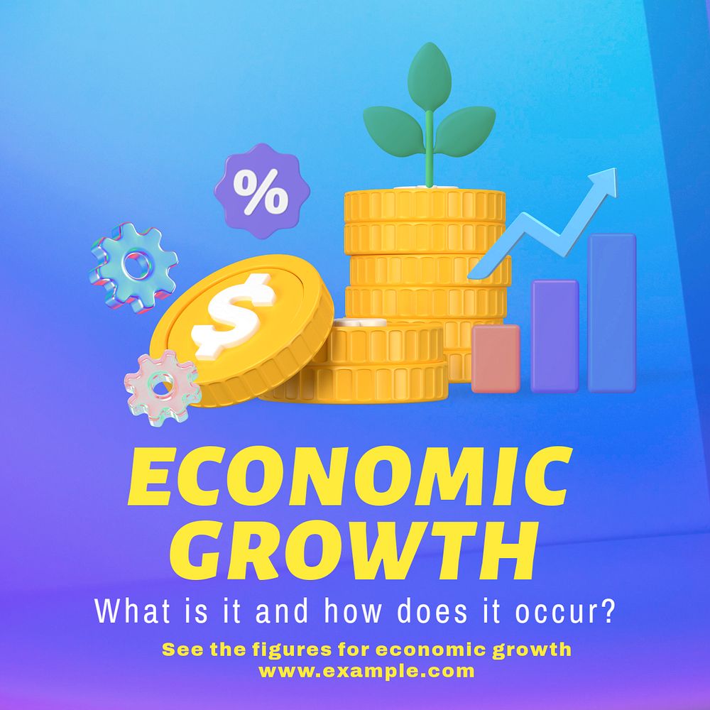 Economic growth Instagram post template, editable text