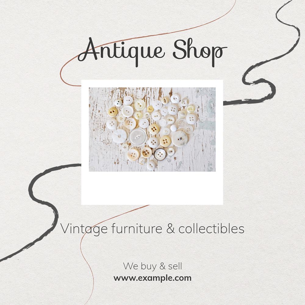 Antique shop Instagram post template, editable text