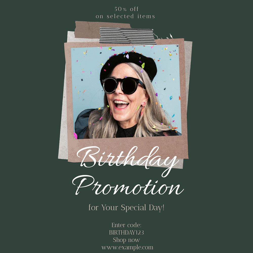 Birthday promotion Facebook post template, editable design