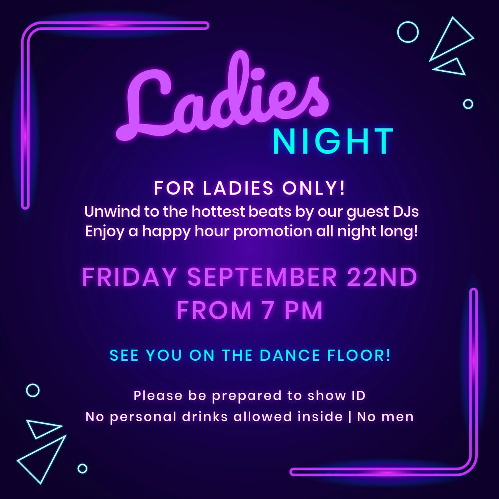 Ladies night Instagram post template, editable text