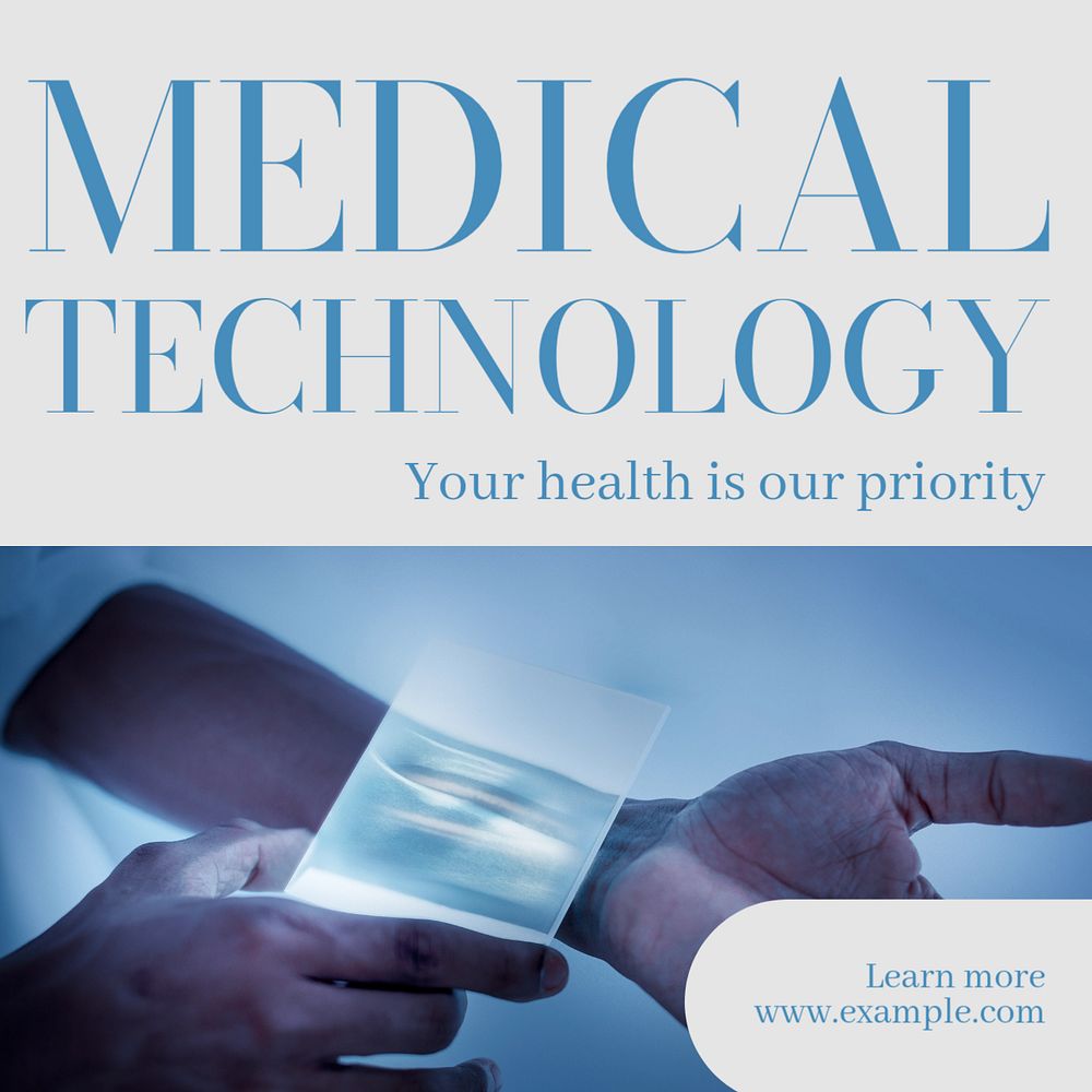 Medical technology Instagram post template, editable text