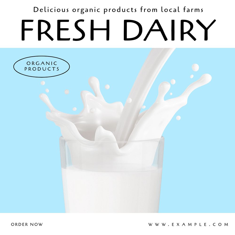 Fresh dairy products Instagram post template, editable text