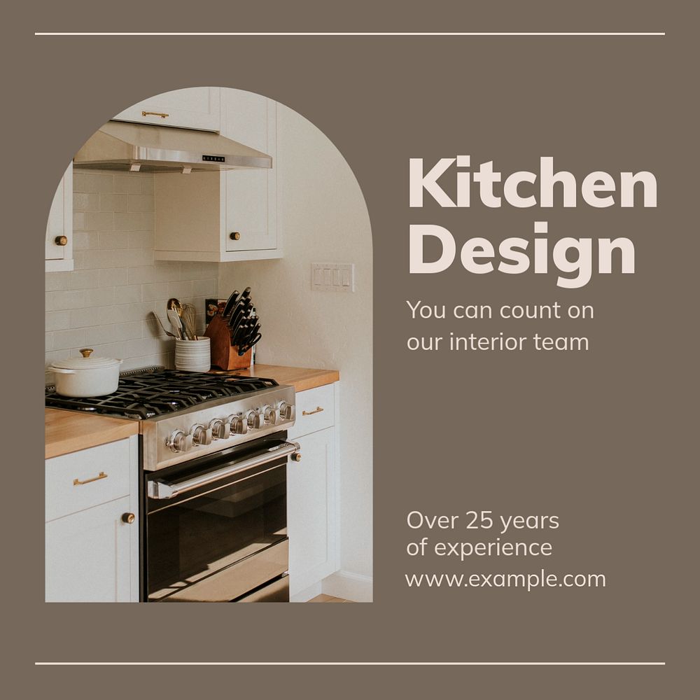 Kitchen design Instagram post template, editable text