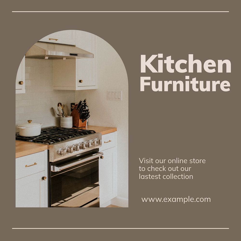 Kitchen furniture Instagram post template, editable text