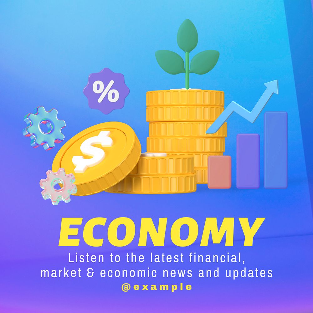 Economy & finance Instagram post template, editable text