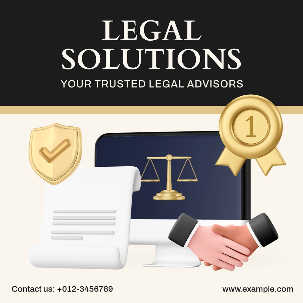 Legal solution Instagram post template, editable text