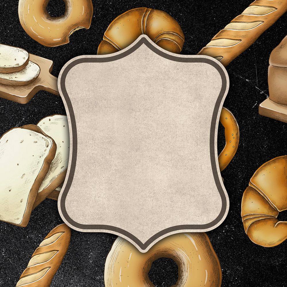 Vintage frame editable black bread background