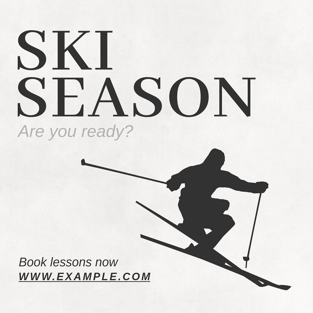 Ski lesson Instagram post template, editable text