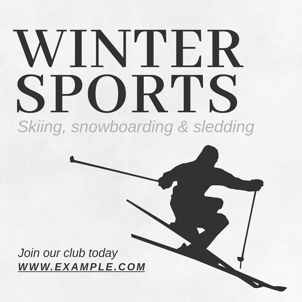 Winter sports Instagram post template, editable text