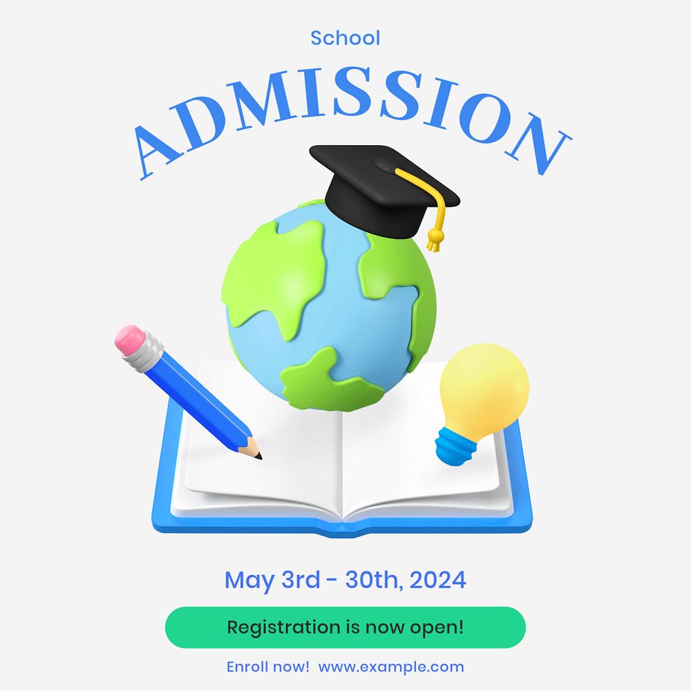 School admission Instagram post template, editable text