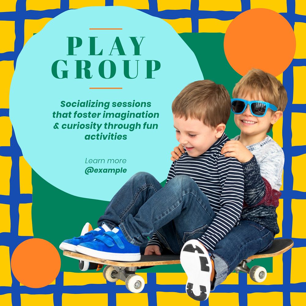 Children playgroup Instagram post template, editable text