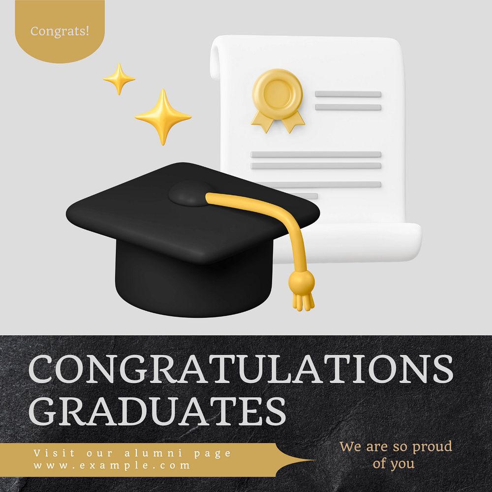 Congratulations graduates Instagram post template, editable text