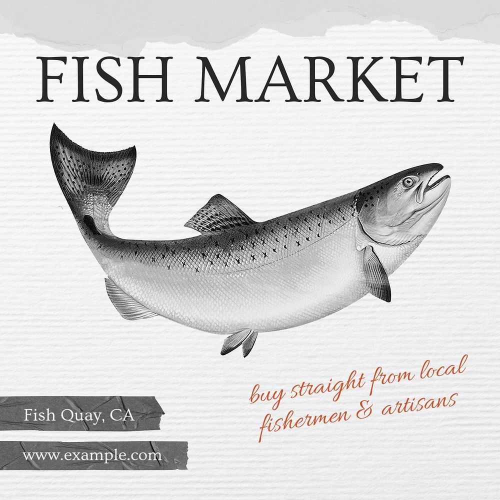 Fish market Instagram post template, editable text