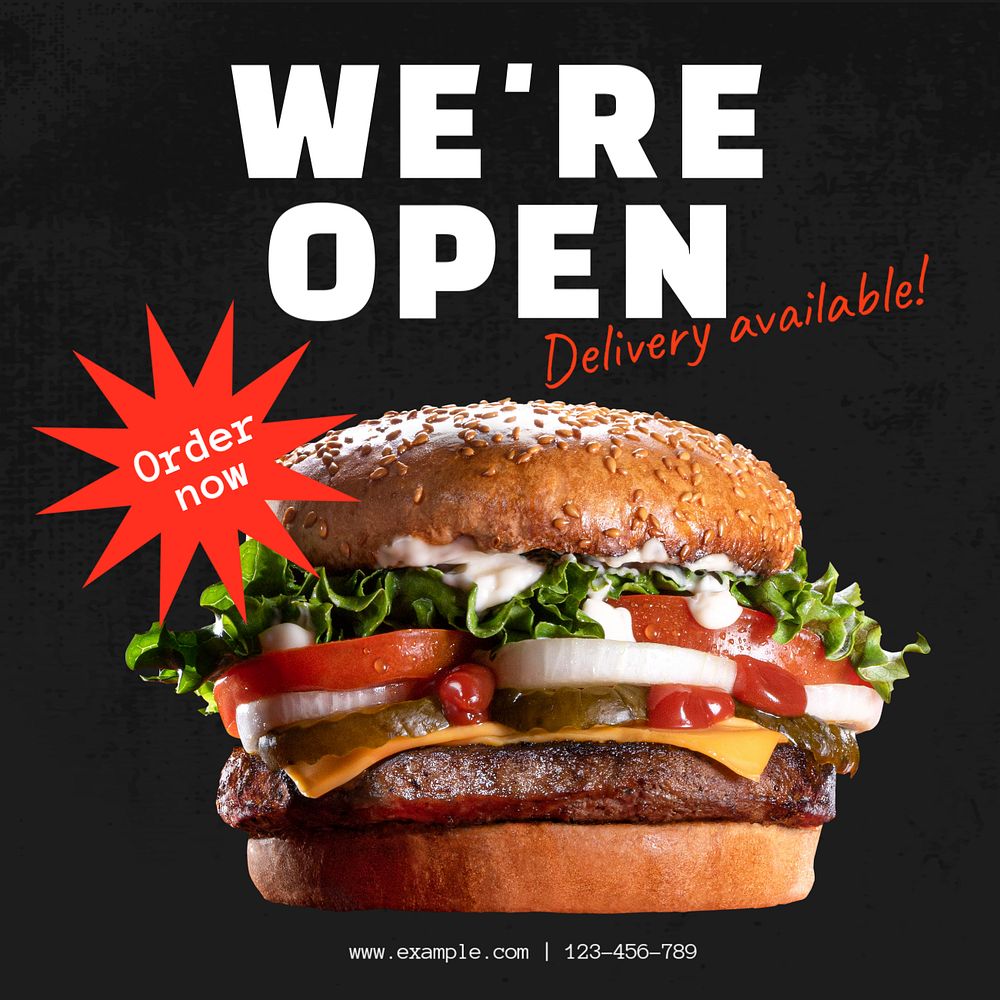 Fast food restaurant Instagram post template, editable text