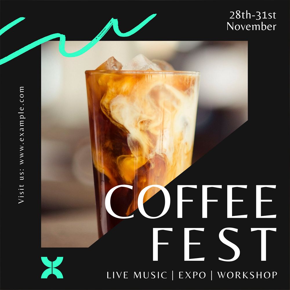 Coffee festival Instagram post template, editable text