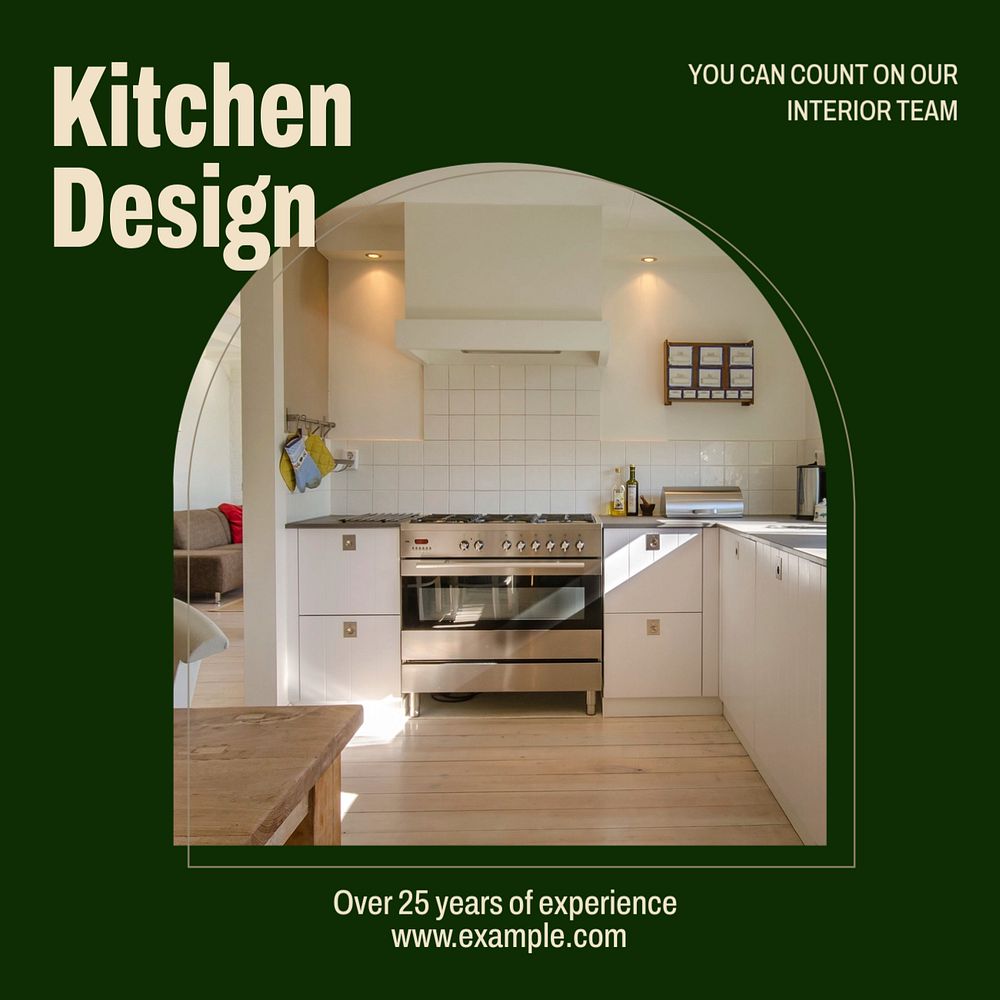 Kitchen design Instagram post template, editable text