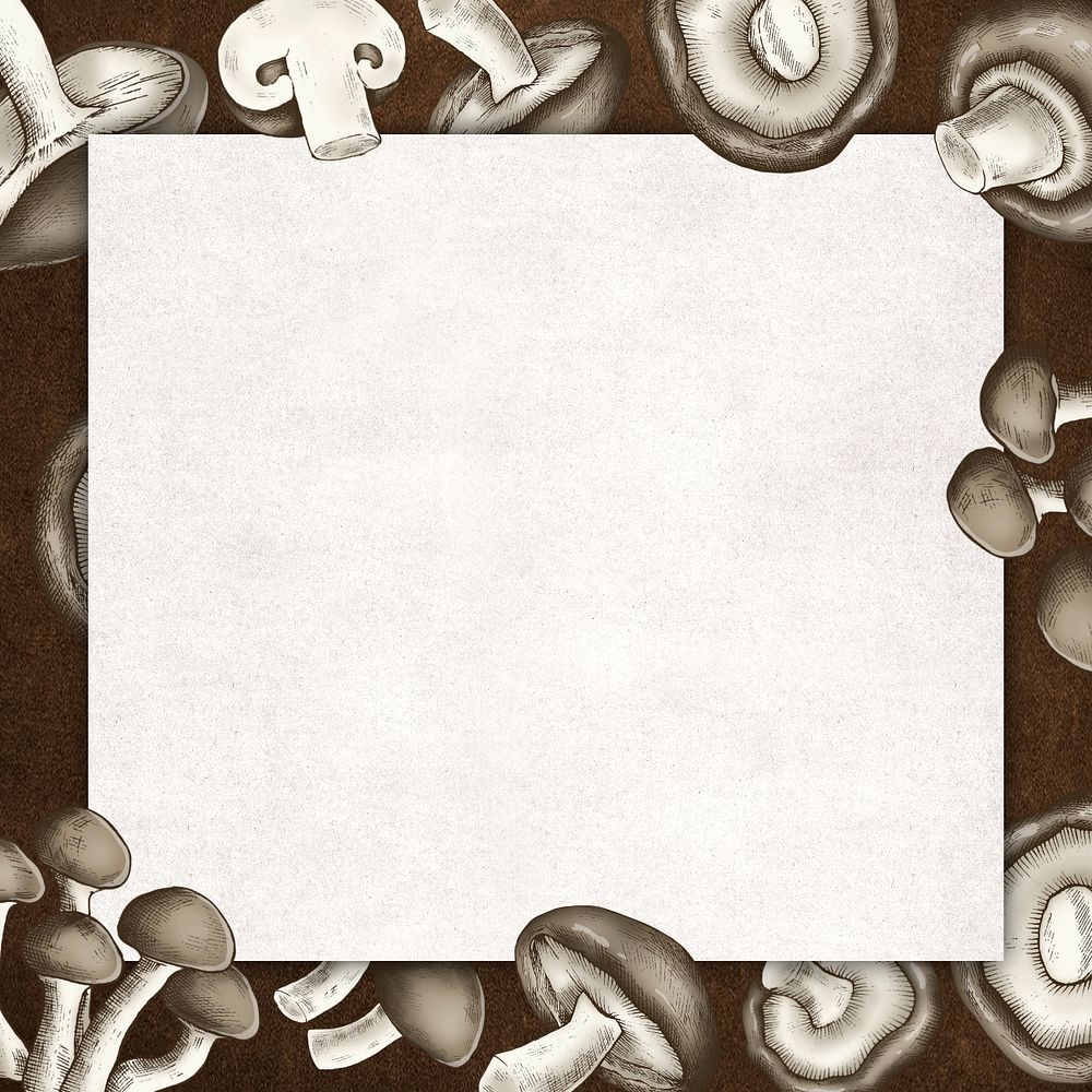 Brown mushroom frame editable paper design