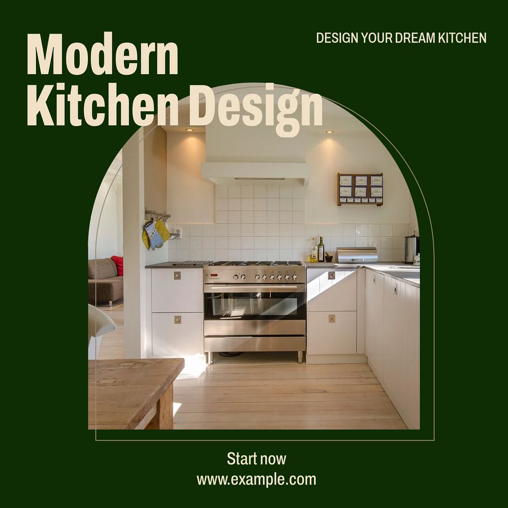 Modern kitchen design Instagram post template, editable text