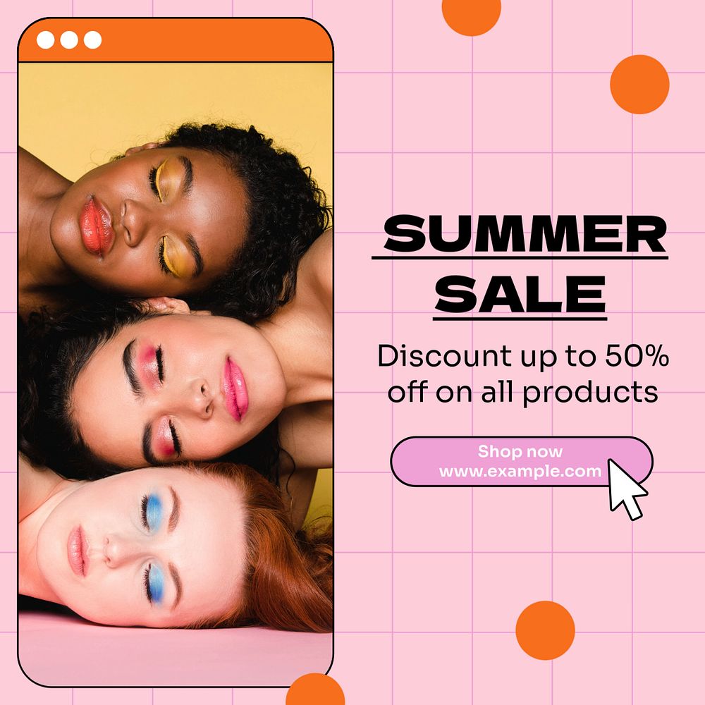 Summer sale Instagram post template, editable text