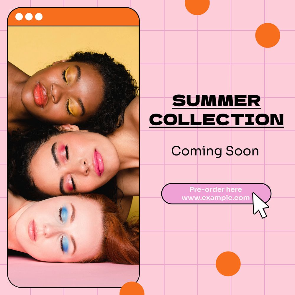 Summer collection Instagram post template, editable text