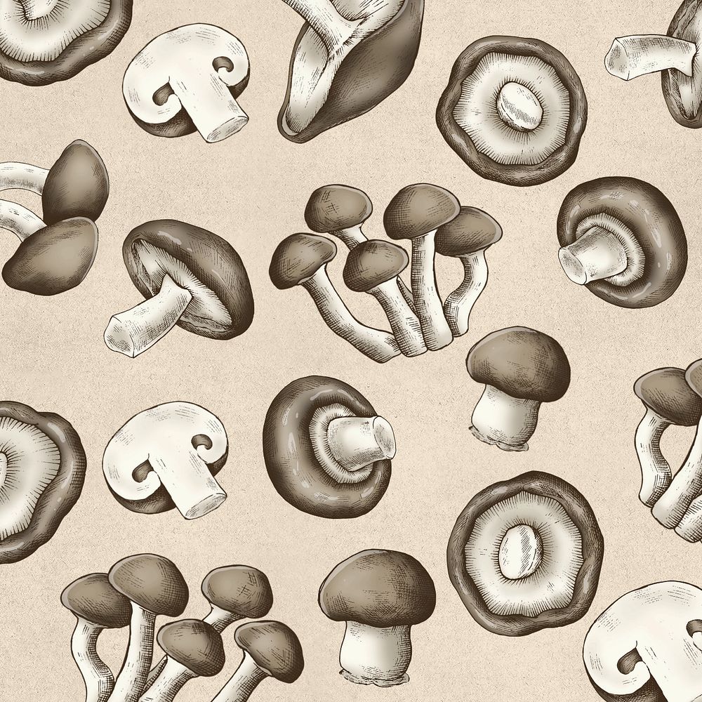 Mushroom pattern editable illustration 