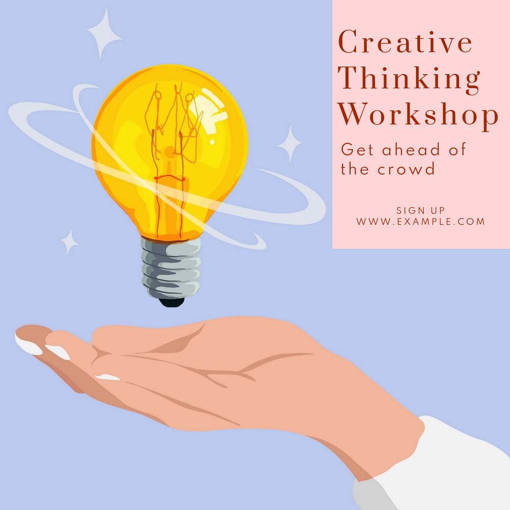 Creative writing workshop Instagram post template, editable text