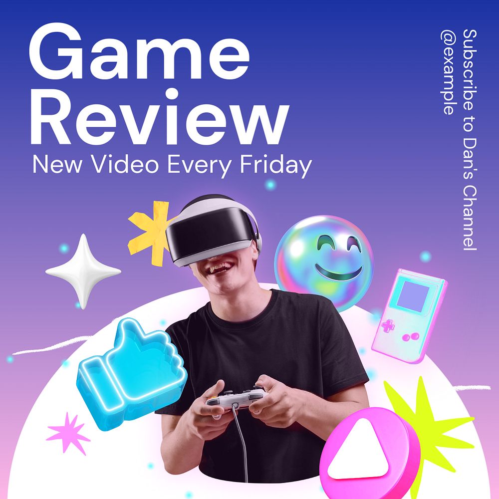 Game review Instagram post template, editable text