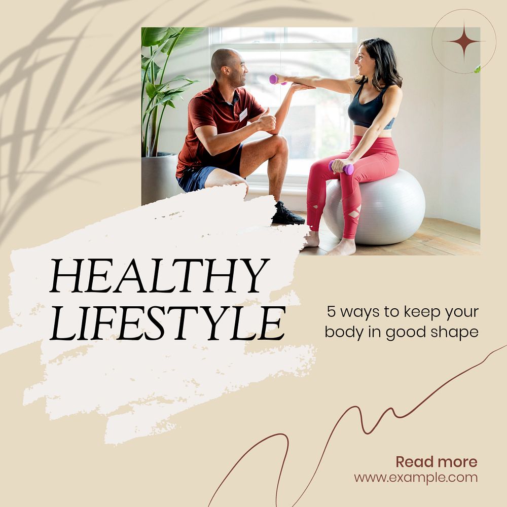 Healthy Lifestyle Instagram post template, editable text