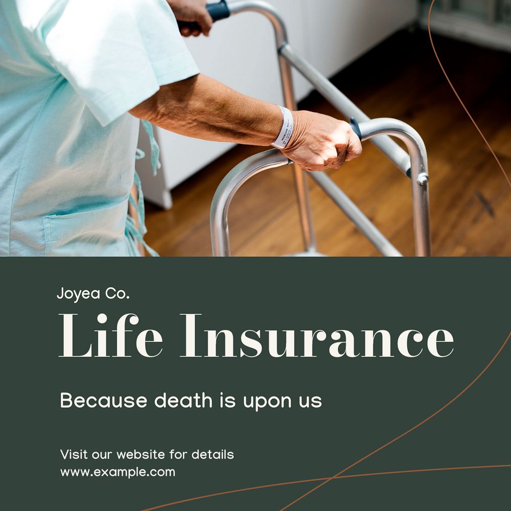 Life insurance Instagram post template, editable text