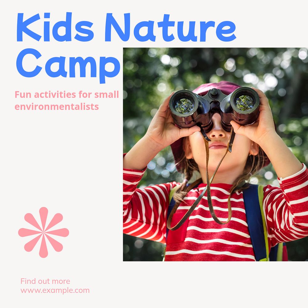 Kids nature camp Instagram post template, editable text