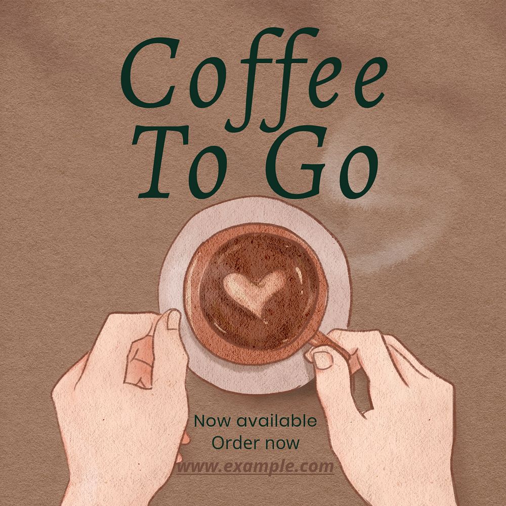 Coffee to go Instagram post template, editable text