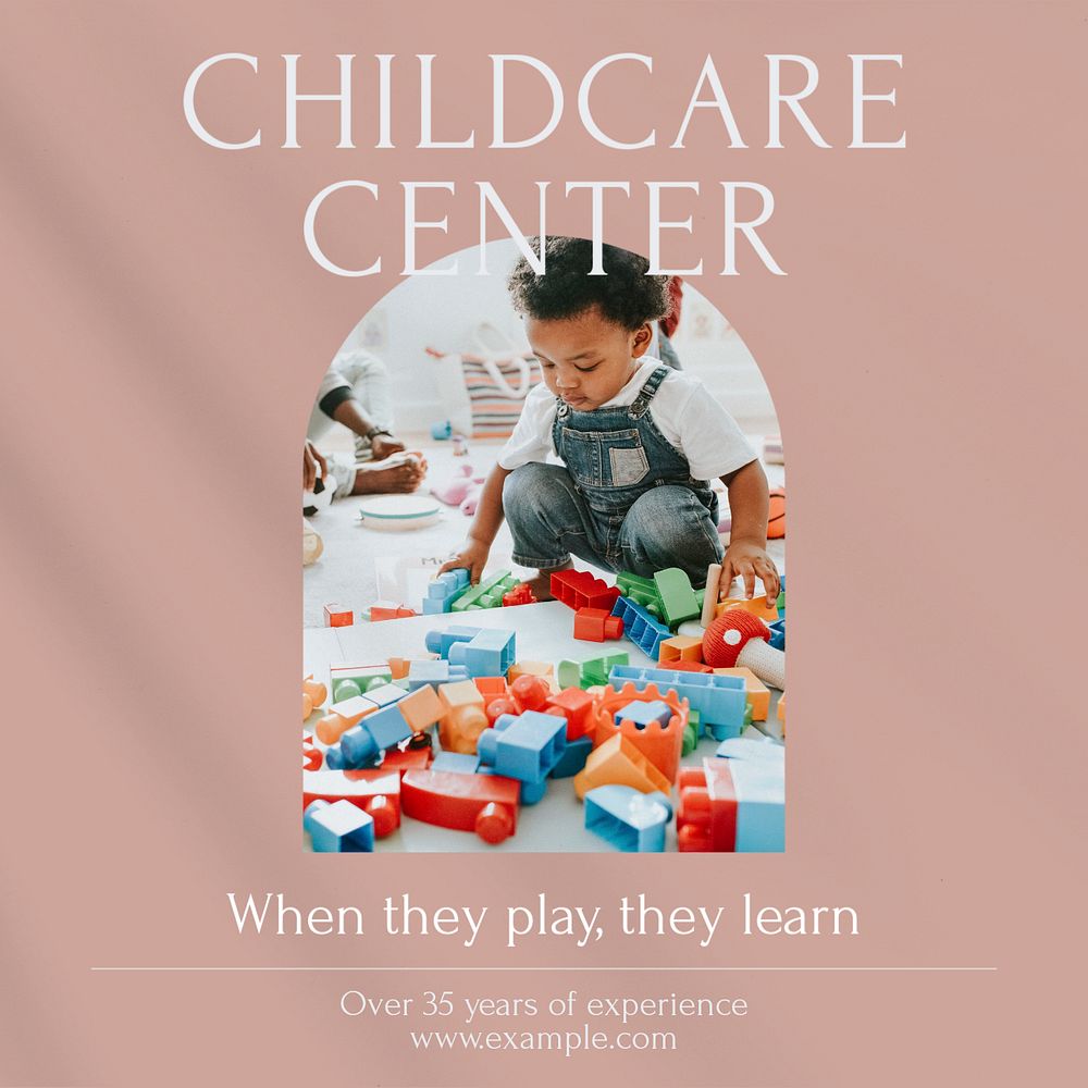 Childcare center Instagram post template, editable text