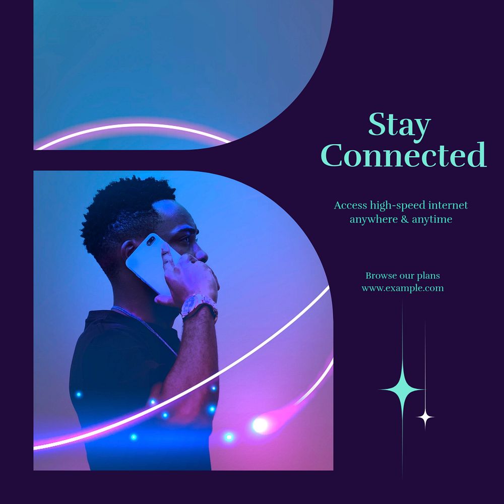 Stay connected Instagram post template, editable text