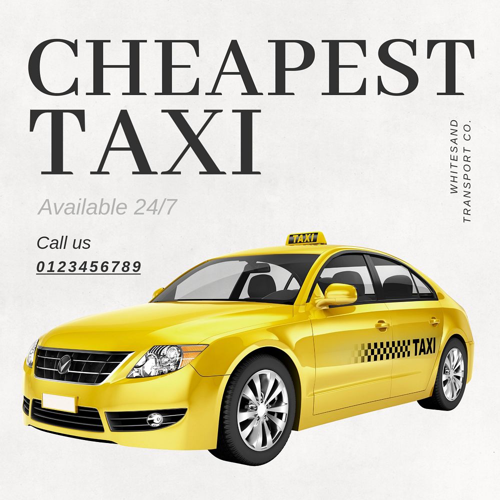 Taxi service Instagram post template, editable text