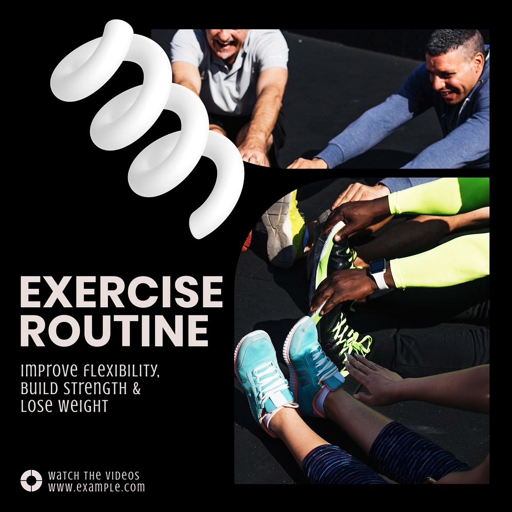 Exercise routine Instagram post template, editable text