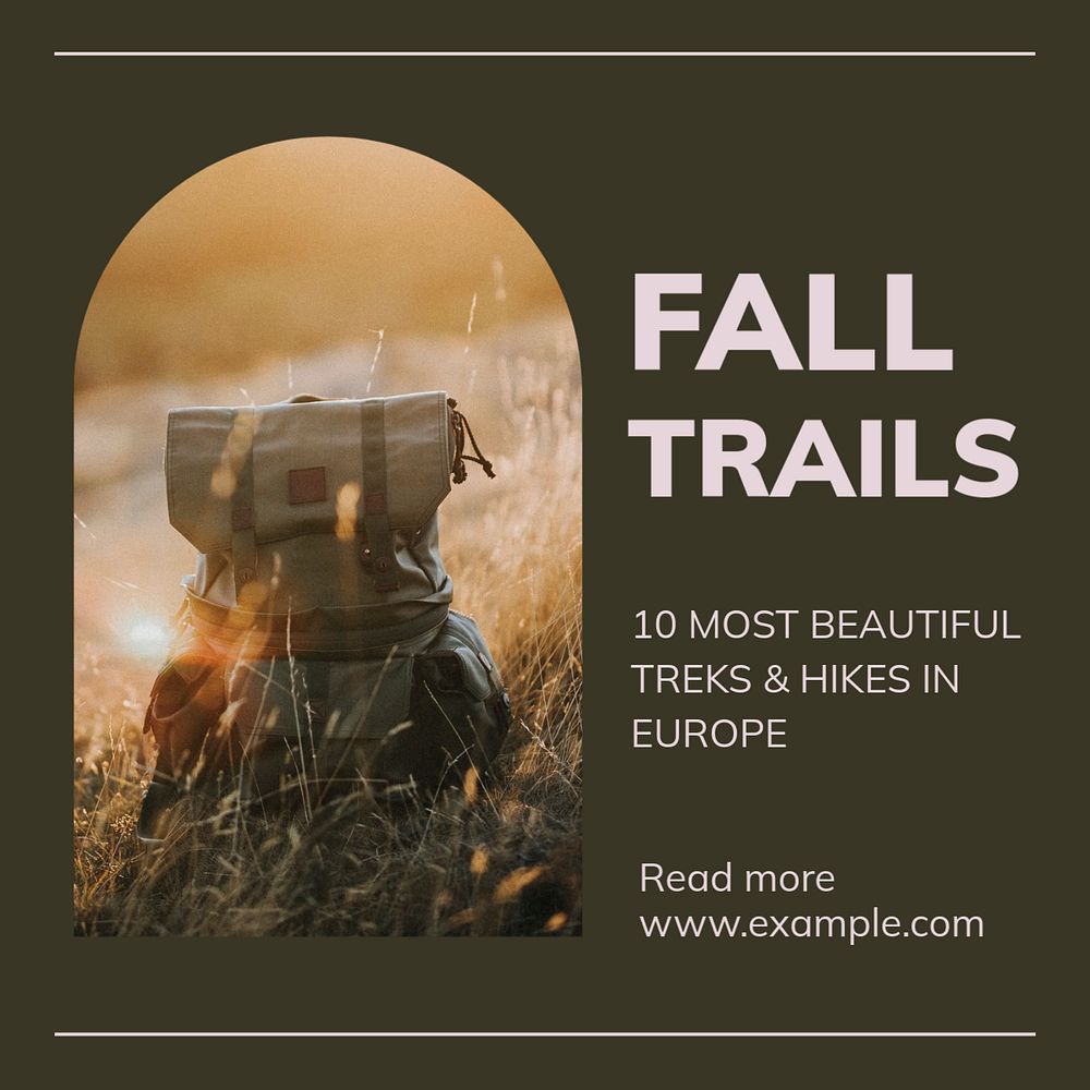 Fall trail Instagram post template, editable text