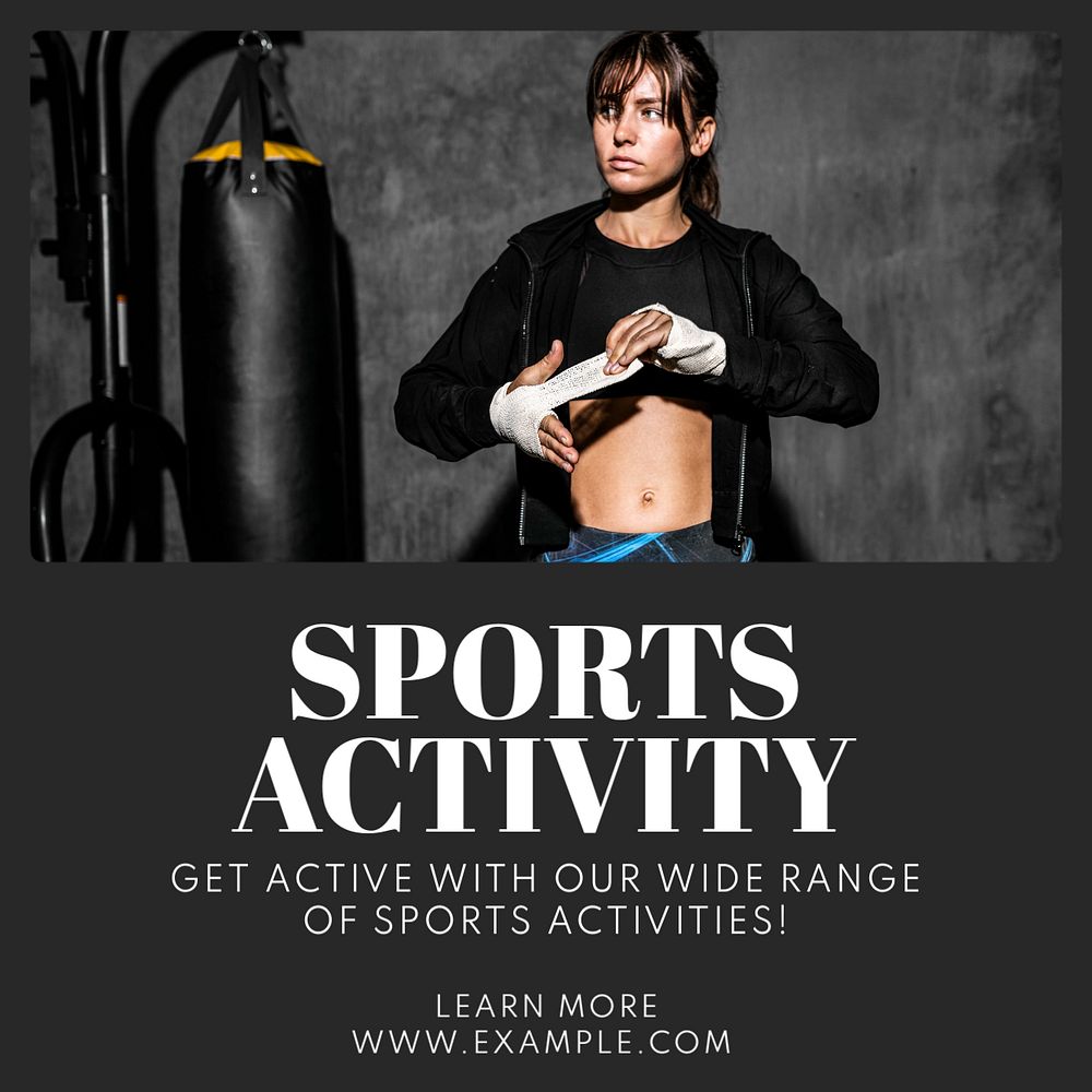 Sports activity Instagram post template, editable text