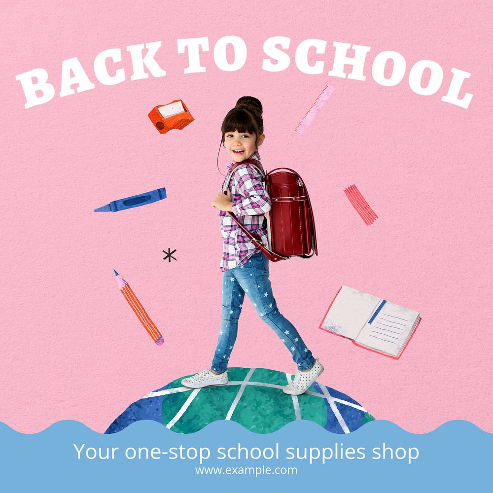 Back to school Instagram post template, editable text