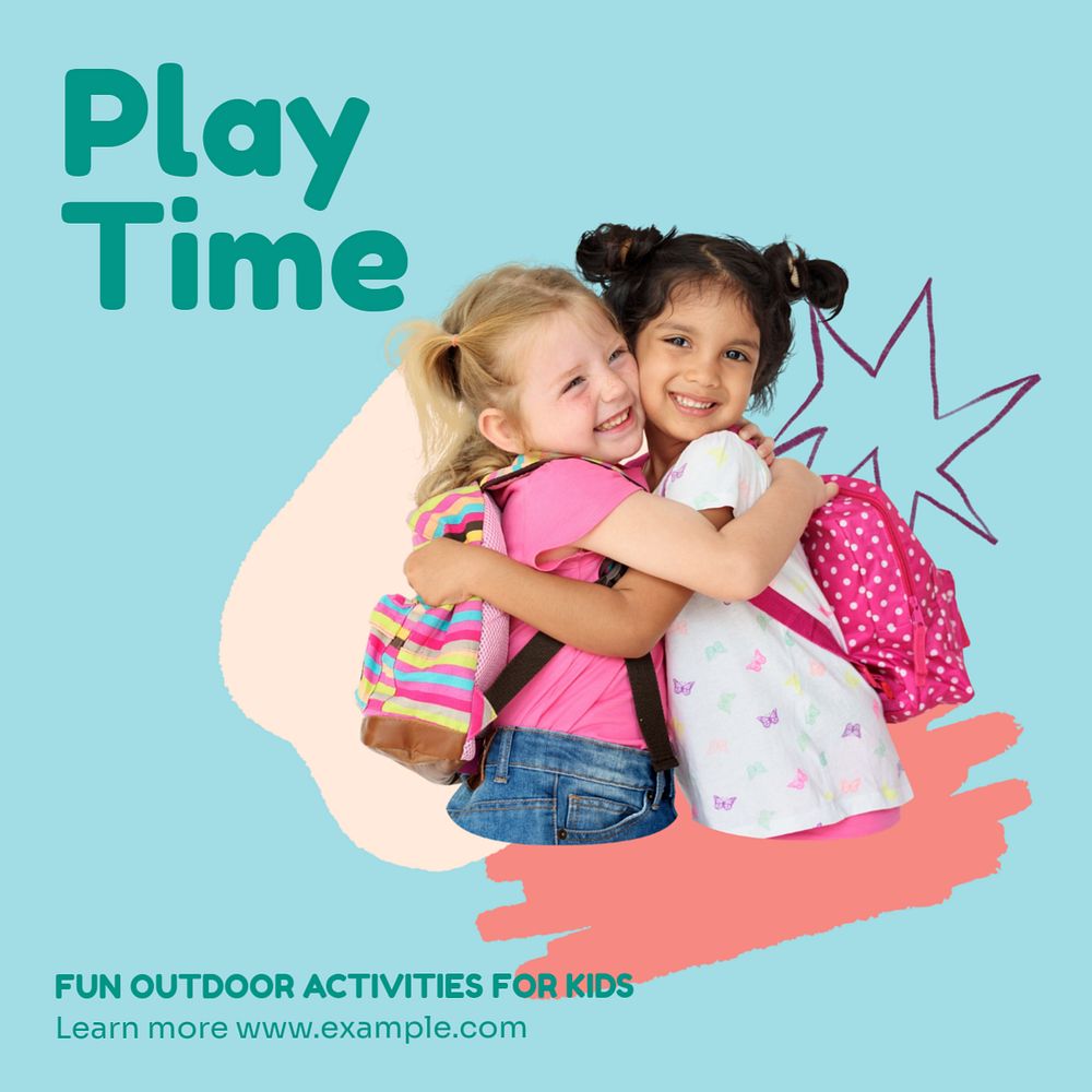 Play time Instagram post template, editable text