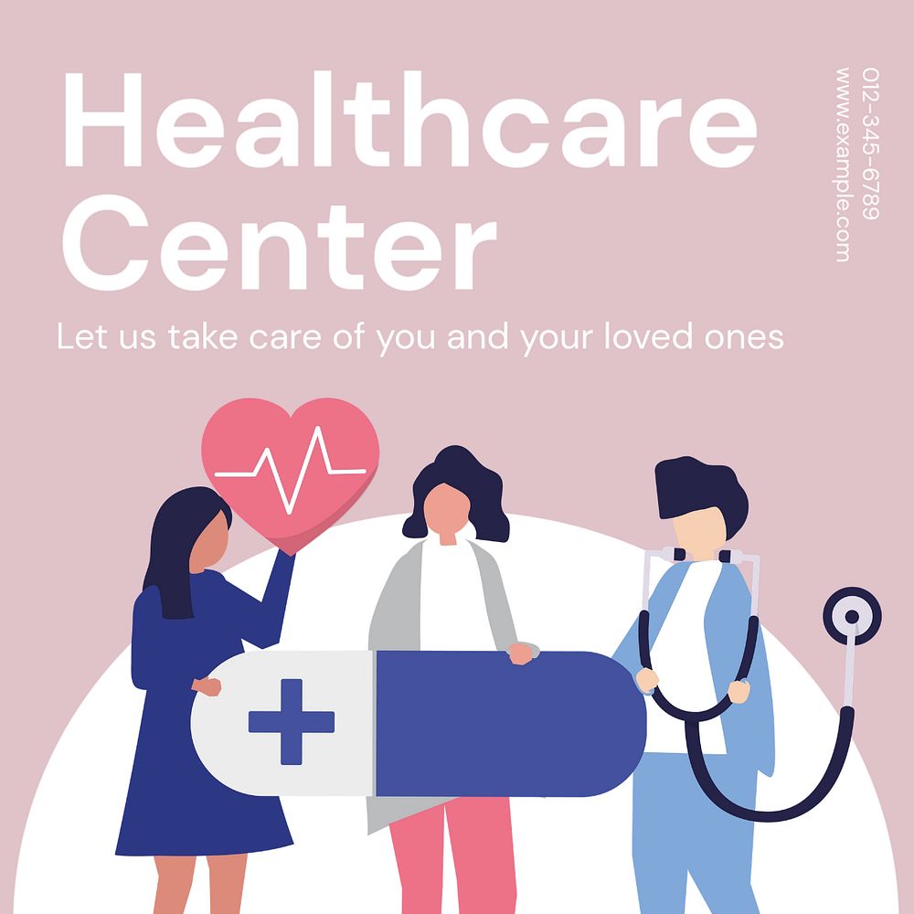 Healthcare center Instagram post template, editable text