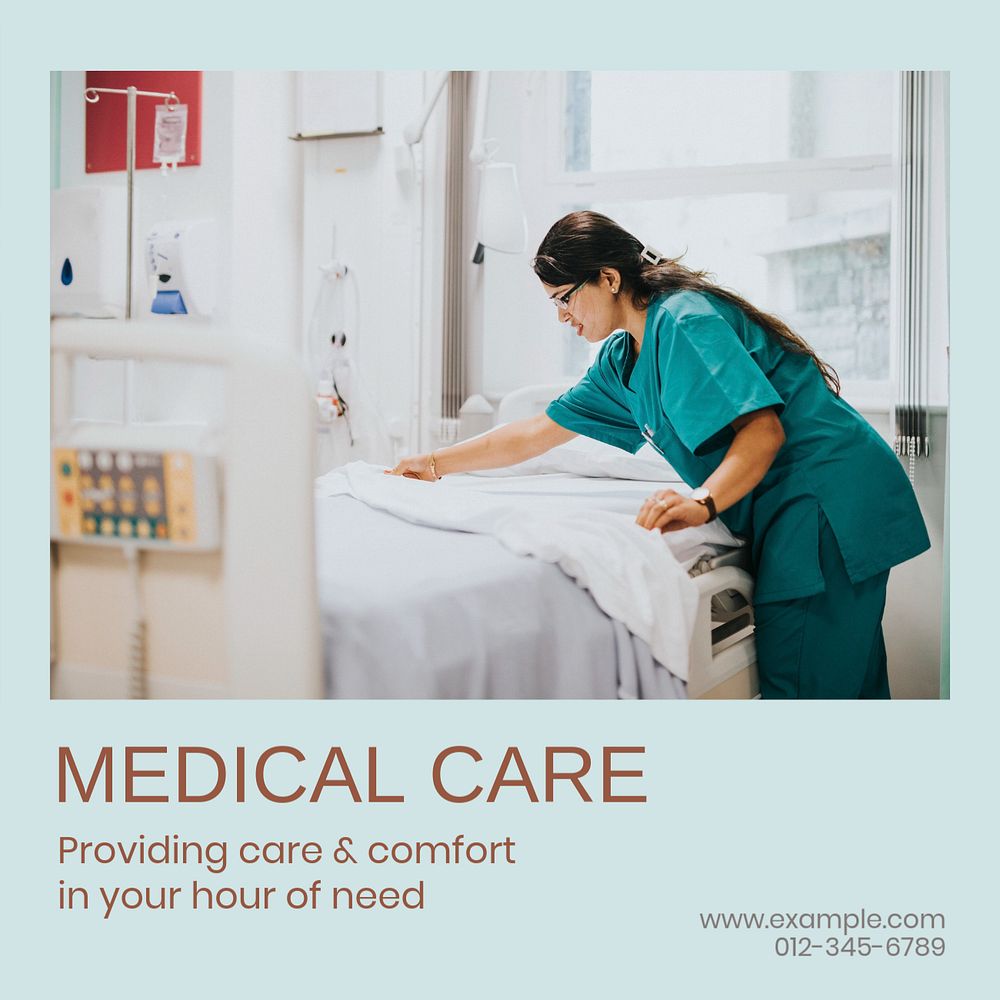 Medical care Instagram post template, editable text