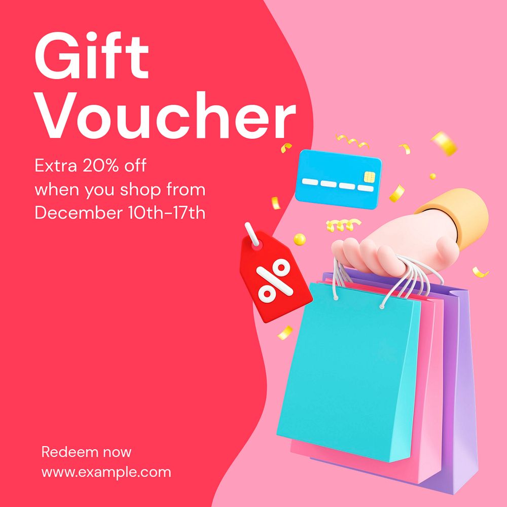 Gift voucher Instagram post template, editable text